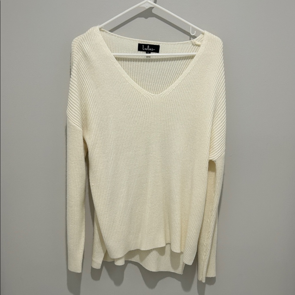 Lulu's Ivory V-Neck Sweater